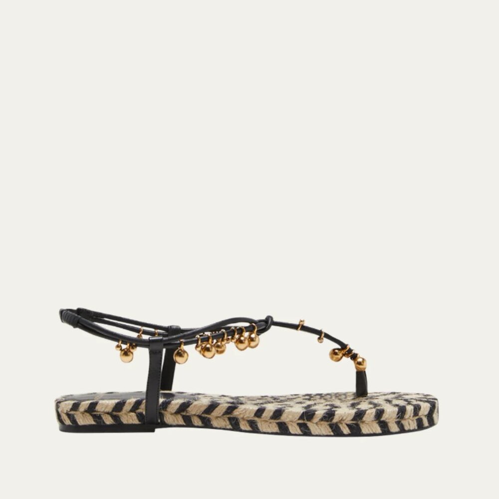 ALTUZARRA Made In Spain Beaded Espadrille Thong Sandals